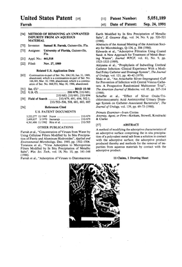 United States Patent (19) (11) Patent Number: 5,051,189 Farrah 45) Date of Patent: Sep