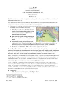 Isaiah 36-39 “On Whom Are You Depending?” —The Assyrian Field Commander (Isa 36:5)