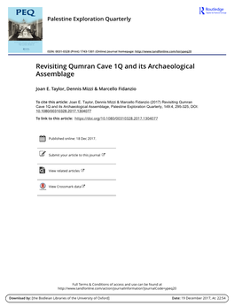 Revisiting Qumran Cave 1Q and Its Archaeological Assemblage