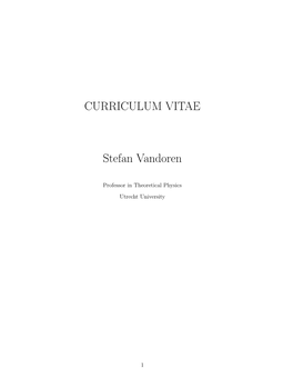 CURRICULUM VITAE Stefan Vandoren