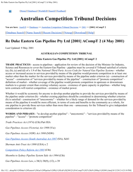 Re Duke Eastern Gas Pipeline Pty Ltd [2001] Acompt 2 (4 May 2001)