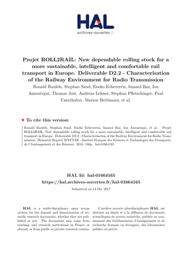 Projet ROLL2RAIL: New Dependable Rolling Stock for a More Sustainable, Intelligent and Comfortable Rail Transport in Europe