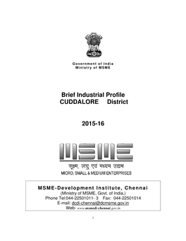 Brief Industrial Profile CUDDALORE District 2015-16