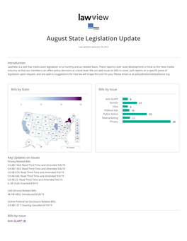August State Legislation Update