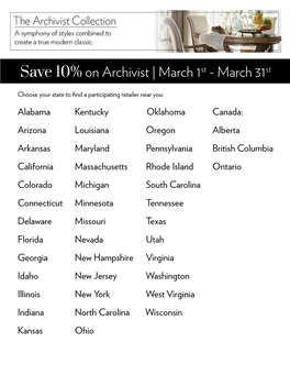 Save 10% on Archivist | March 1St - March 31St