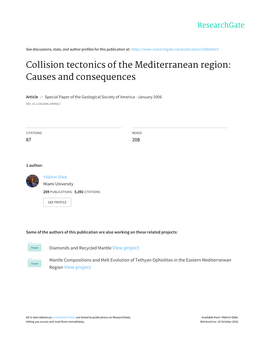 Collision Tectonics of the Mediterranean Region: Causes and Consequences