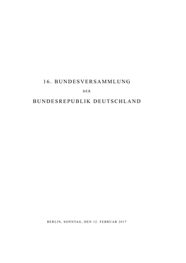 16. Bundesversammlung Der Bundesrepublik Deutschland