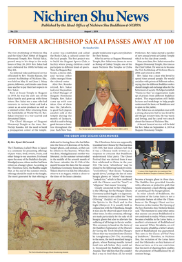 Nichiren Shu News Published by the Head Office of Nichiren Shu Buddhism & NOPPA