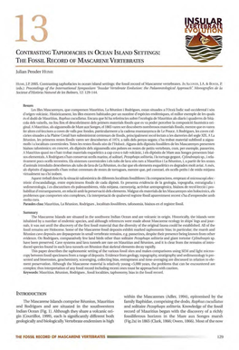 The Fossil Record of Mascarene Vertebrates