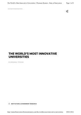The World's Most Innovative Universities