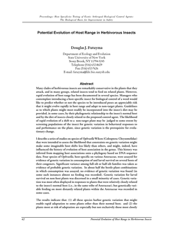 Potential Evolution of Host Range in Herbivorous Insects