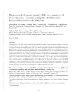 Chromosome-Level Genome Assembly of the Sweet Potato Weevil, Cylas