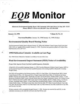 Environmental Quality Board Meeting Notice 1998 Publication Calendar