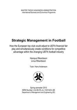 Strategic Management in Football