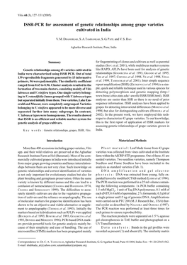 ISSR-PCR for Assessment of Genetic Relationships Among Grape Varieties Cultivated in India