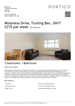 Molyneux Drive, Tooting Bec, SW17 £275 Per Week