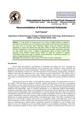 Mycoremediation of Environmental Pollutants