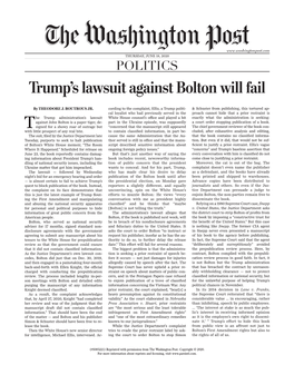 Trump's Lawsuit Against Bolton Will Fail