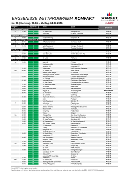 ERGEBNISSE WETTPROGRAMM KOMPAKT Nr