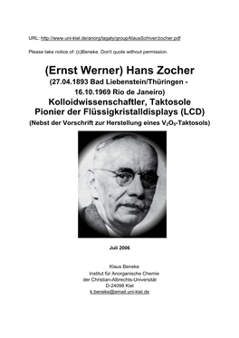 (Ernst Werner) Hans Zocher