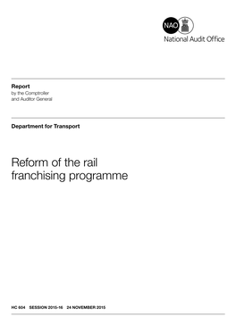 Reform of the Rail Franchising Programme