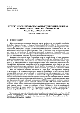 El Poblamliento Protohistórico En Las Vegas Bajas Del Guadiana1 David M