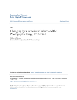 American Culture and the Photographic Image, 1918-1941