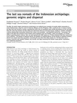 The Last Sea Nomads of the Indonesian Archipelago: Genomic Origins and Dispersal