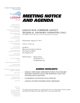 LOSSAN Technical Advisory Committee (TAC) on Any Issue That Is Not on This Agenda