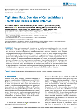 Tight Arms Race: Overview of Current Malware Threats and Trends in Their Detection