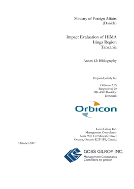 Impact Evaluation of HIMA Iringa Region Tanzania