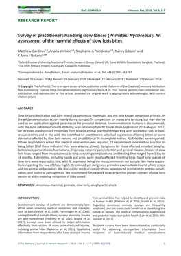 An Assessment of the Harmful Effects of Slow Loris Bites