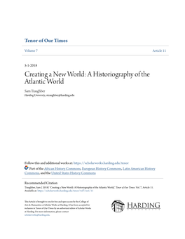 A Historiography of the Atlantic World Sam Traughber Harding University, Straughber@Harding.Edu