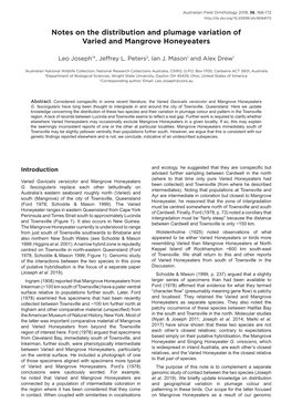 Notes on the Distribution and Plumage Variation of Varied and Mangrove Honeyeaters