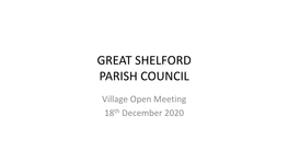 1) Statement from Chair of Great Shelford Parish Council