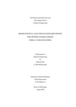 Biomechanical Analysis of Hand Grip Motion for Optimal Handle Design Using a Cadaver Model