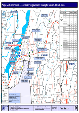 Nepal Koshi River Flood: CCCM Cluster Displacement Tracking for Sunsari, 5Th Feb