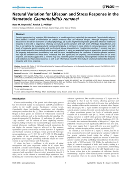 Nematode Caenorhabditis Remanei