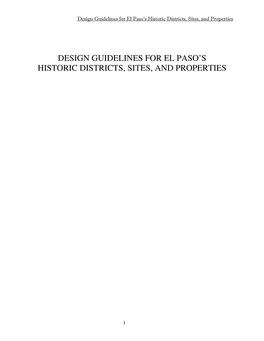 Design Guidelines for El Paso's Historic Districts