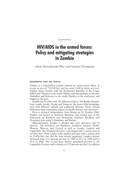 HIV/AIDS in the Armed Forces: Policy and Mitigating Strategies in Zambia