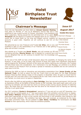 Holst Birthplace Trust Newsletter