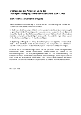 2021 Die Grenzwasserkörper Thüringens