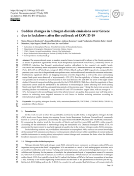 Sudden Changes in Nitrogen Dioxide Emissions Over Greece Due to Lockdown After the Outbreak of COVID-19