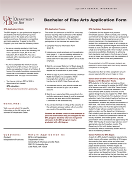 Bachelor of Fine Arts Application Form