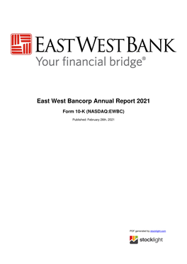 East West Bancorp Annual Report 2021