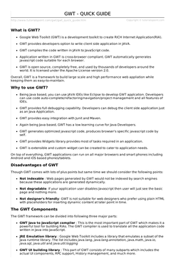 Gwt/Gwt Quick Guide.Htm Copyright © Tutorialspoint.Com