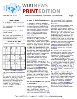 February 22, 2010 the Free-Content News Source That You Can Write! Page 1