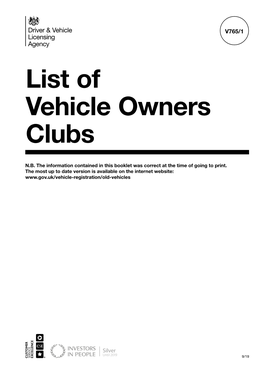 List of Vehicle Owners Clubs
