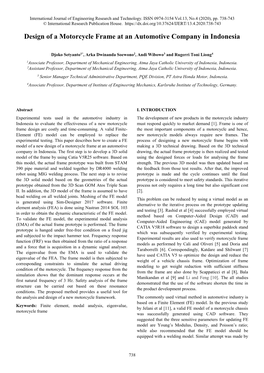 Design of a Motorcycle Frame at an Automotive Company in Indonesia