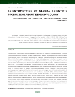 Scientometrics of Global Scientific Production About Ethnomycology